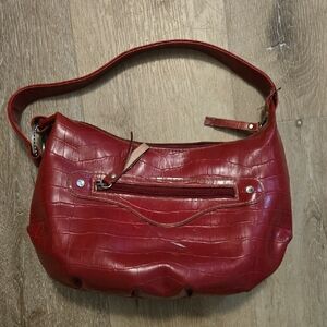Liz Claiborne Red Croc-Embossed Shoulder Bag
